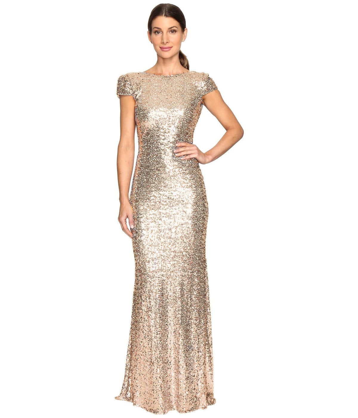 Sequined U-Back Evening Dress - Luzilly Bridal & Apparel