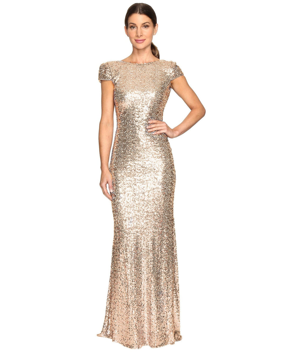 Sequined U-Back Evening Dress - Luzilly Bridal & Apparel