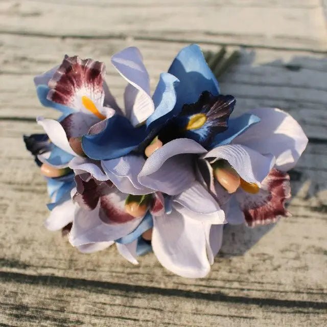 Seven-Head Silk Orchid Bridal Bouquet - Luzilly Bridal & Apparel