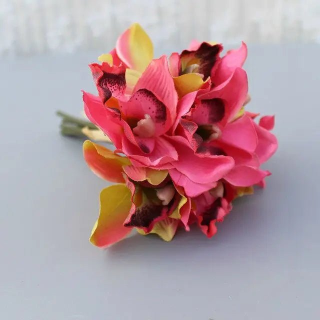 Seven-Head Silk Orchid Bridal Bouquet - Luzilly Bridal & Apparel