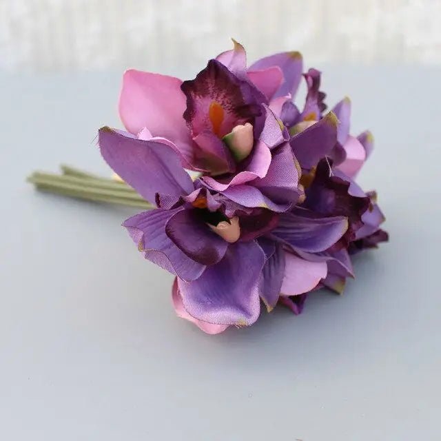 Seven-Head Silk Orchid Bridal Bouquet - Luzilly Bridal & Apparel