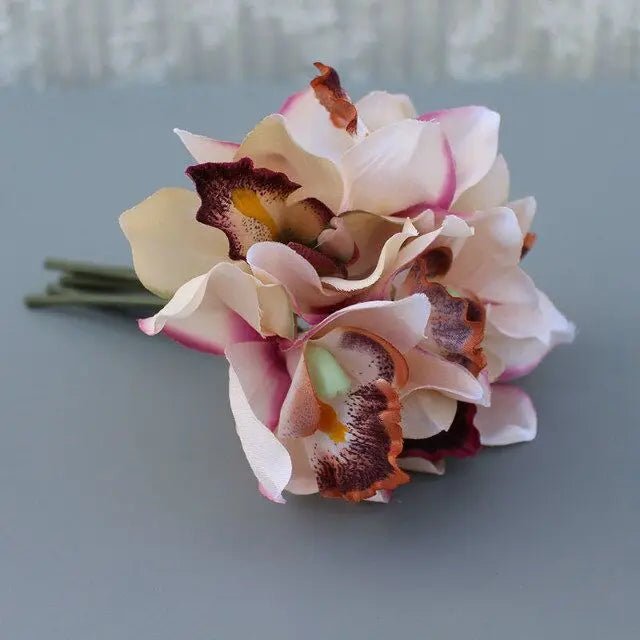 Seven-Head Silk Orchid Bridal Bouquet - Luzilly Bridal & Apparel