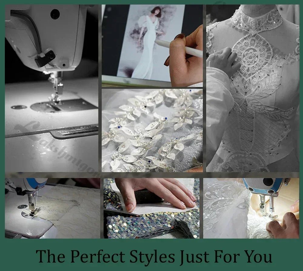 Sexy A-Line Backless Wedding Dress Customized Lace Applique Beaded Off White Tulle Wedding Gowns Trouwjurk Long Bridal Dress - Luzilly Bridal & Apparel