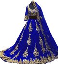 Sexy Indian Arabic burgundy Wedding Dresses With cape veil Two Piece gold lace Muslim Half Sleeve Blue Dubai Bride Gown custom - Luzilly Bridal & Apparel