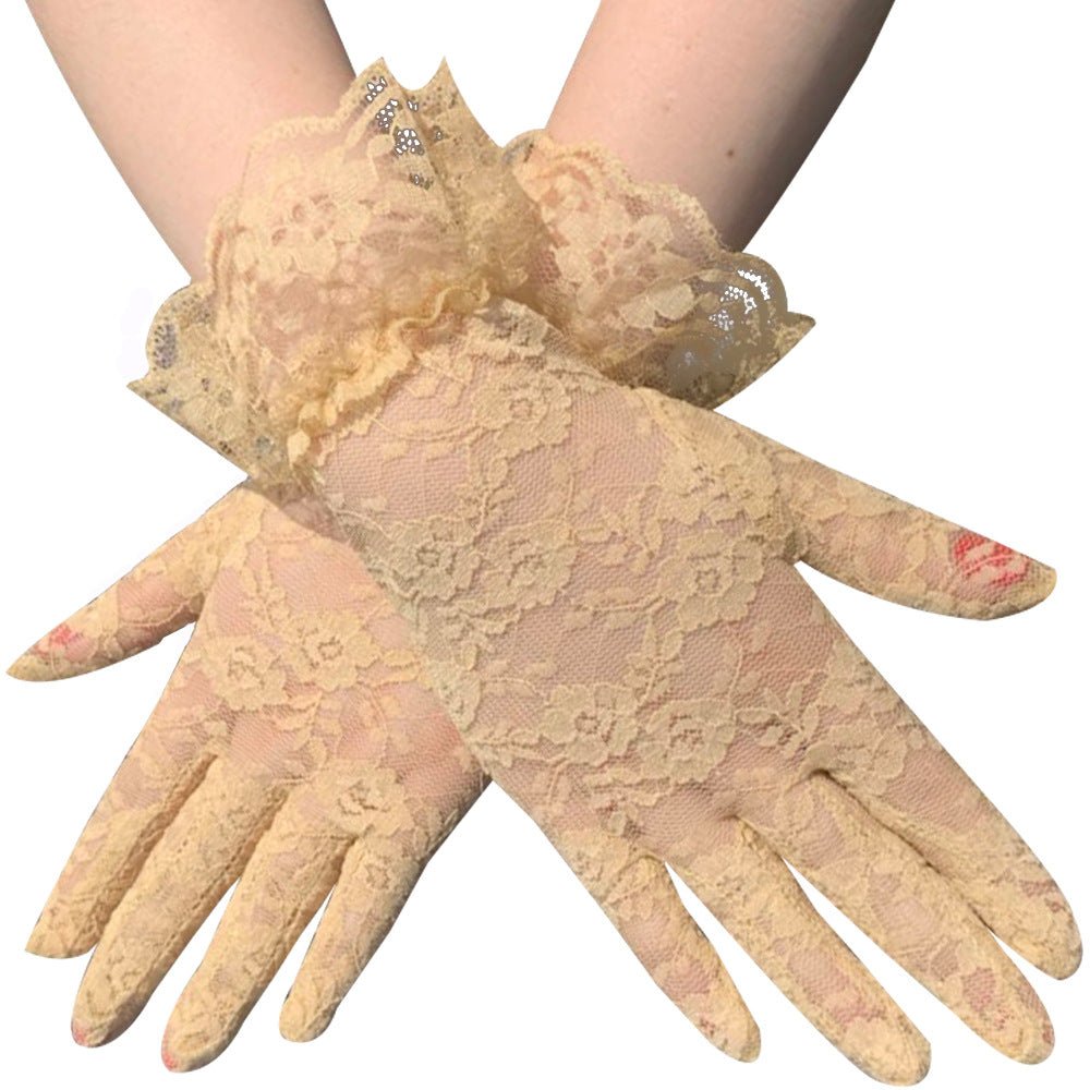 Sexy Lace Lace Gloves Short Black Summer Bridal Gloves Driving Electric Bike Riding Sunshade Sunscreen - Luzilly Bridal & Apparel