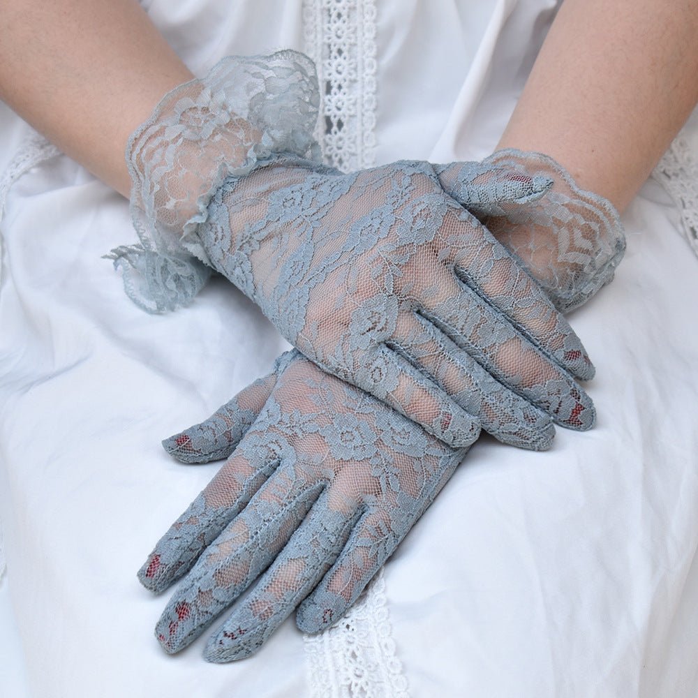 Sexy Lace Lace Gloves Short Black Summer Bridal Gloves Driving Electric Bike Riding Sunshade Sunscreen - Luzilly Bridal & Apparel