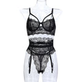 Sexy Lace Thin Black See through Three Piece Sexy Lingerie - Luzilly Bridal & Apparel