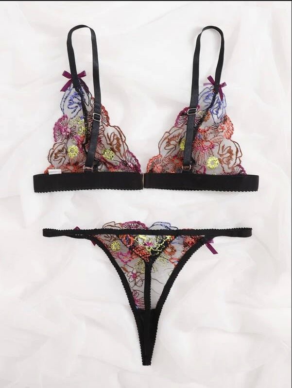 Sexy Lingerie Sexy Lace Translucent Three-Point Bikini Set - Luzilly Bridal & Apparel