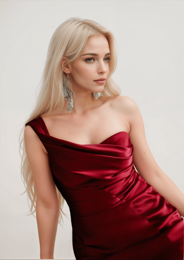 Sexy one shoulder pleated bodice mermaid silky satin prom dress - Luzilly Bridal & Apparel
