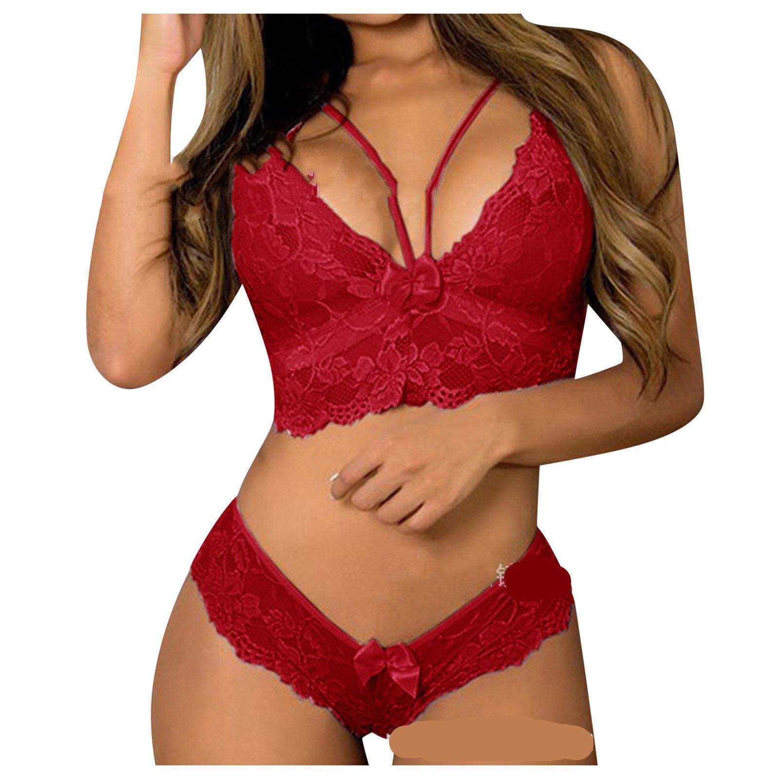 Sexy Women Plus Size Lingerie Corset Lace Floral Bralette Bra Two Piece Underwear Sexy Lingerie - Luzilly Bridal & Apparel