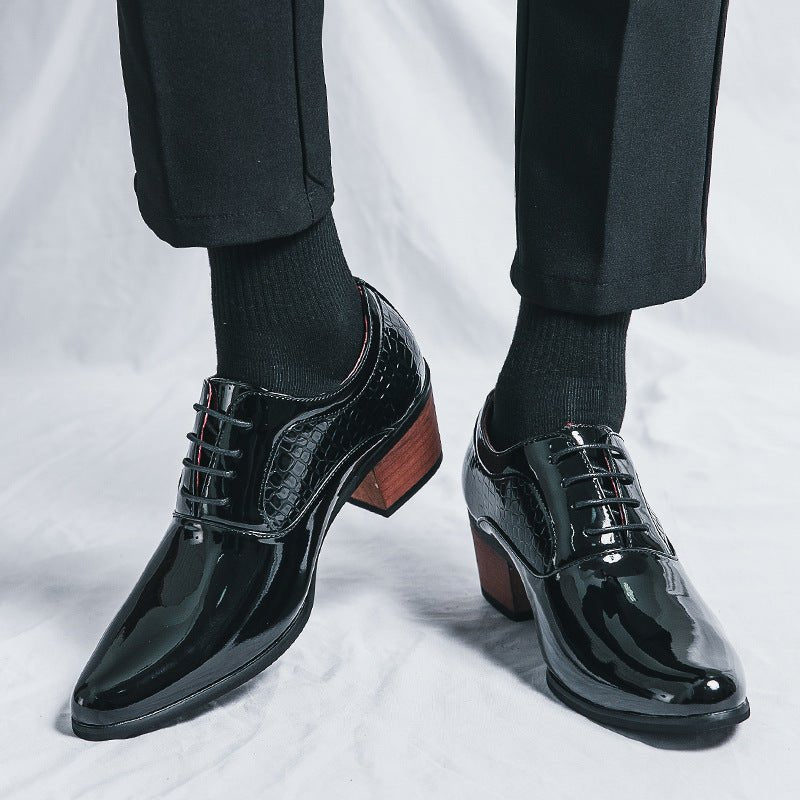 Sharp pointed men's business dress men's leather shoes British style groom's wedding shoes - Luzilly Bridal & Apparel