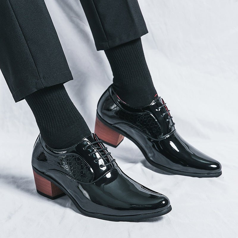 Sharp pointed men's business dress men's leather shoes British style groom's wedding shoes - Luzilly Bridal & Apparel