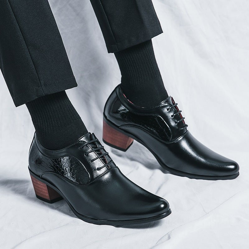 Sharp pointed men's business dress men's leather shoes British style groom's wedding shoes - Luzilly Bridal & Apparel