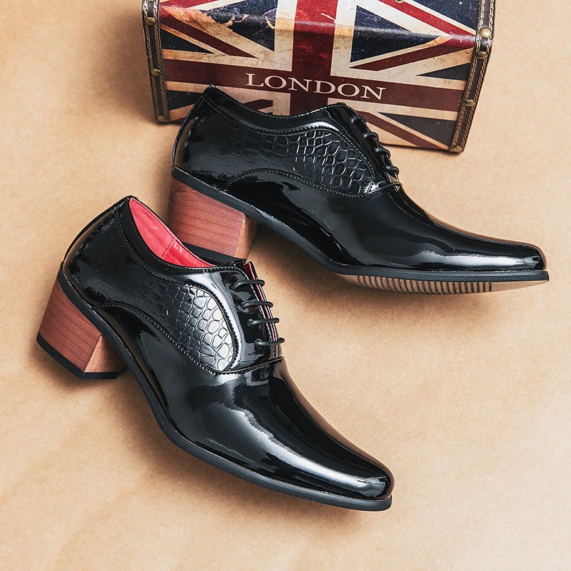 Sharp pointed men's business dress men's leather shoes British style groom's wedding shoes - Luzilly Bridal & Apparel