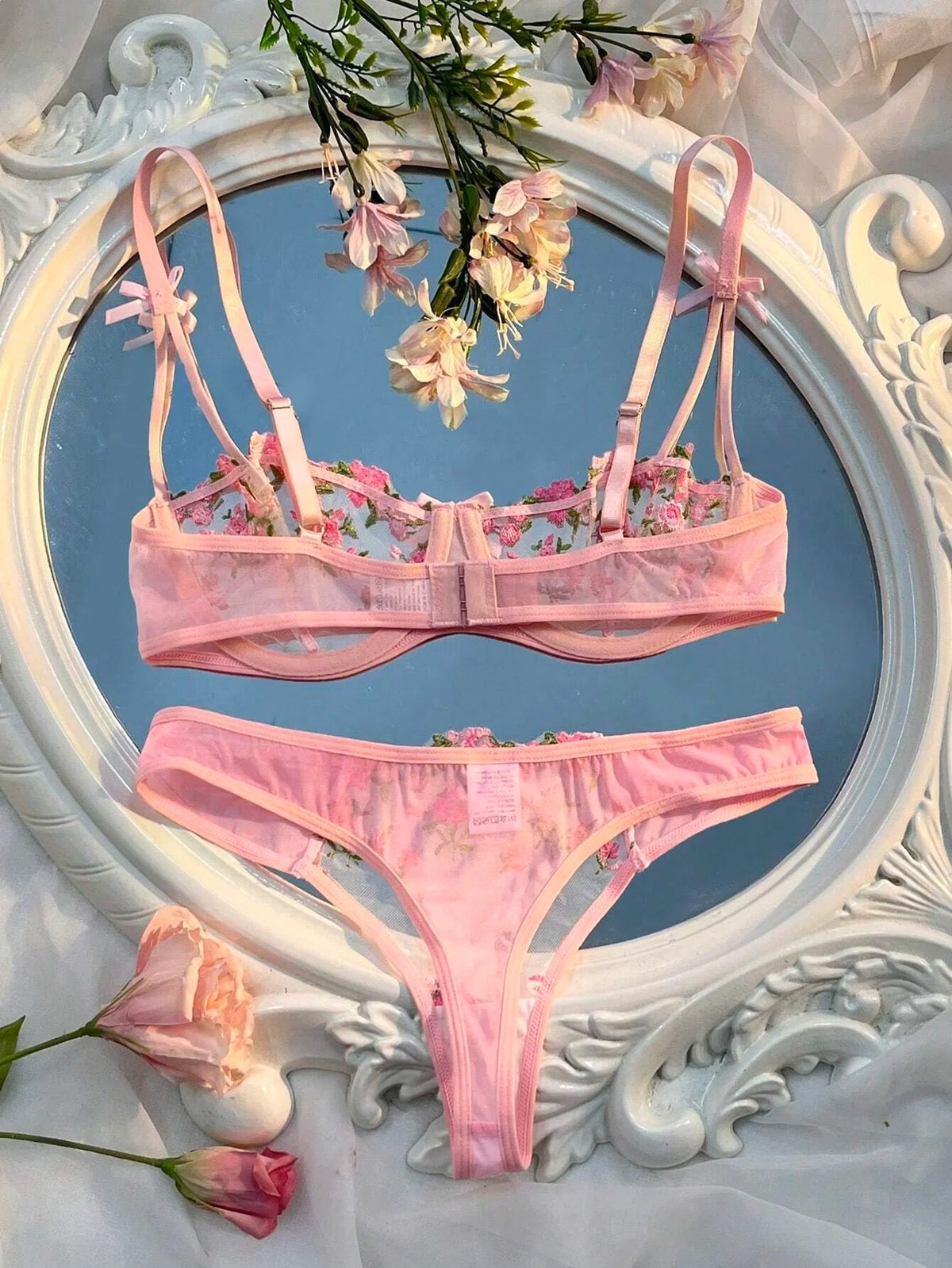 Sheer Half-Cup Lace Bra Set - Luzilly Bridal & Apparel