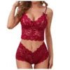 Sheer Hollow-Out Lingerie Set - Luzilly Bridal & Apparel