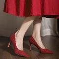 Sheer Lace Pointed-Toe Bridal Banquet Heels - Luzilly Bridal & Apparel