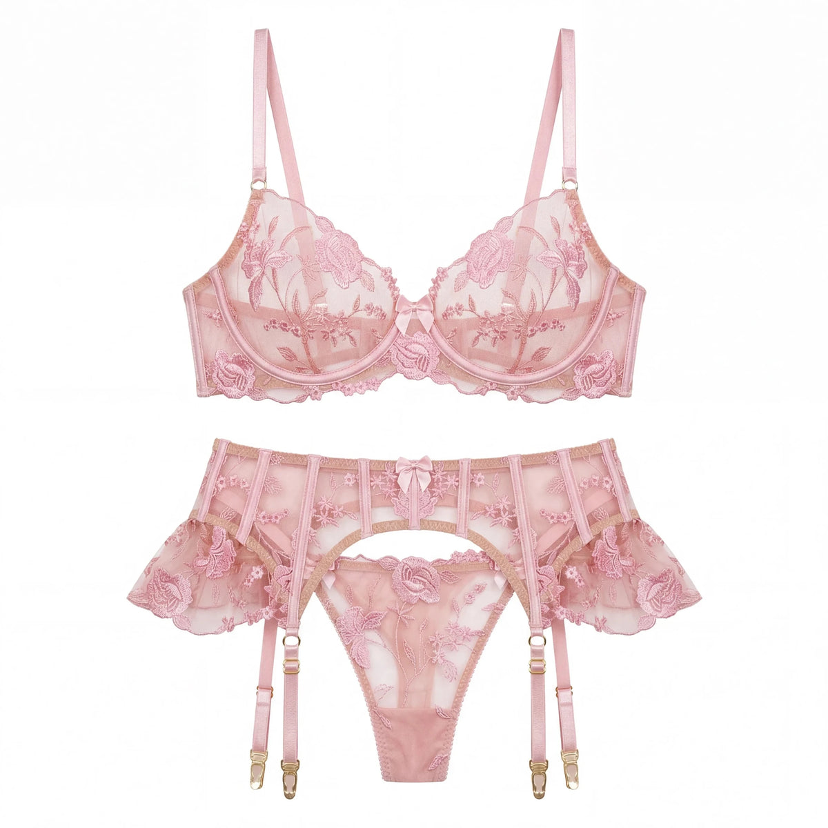Sheer Mesh Babydoll with Garter Suspender - Luzilly Bridal & Apparel