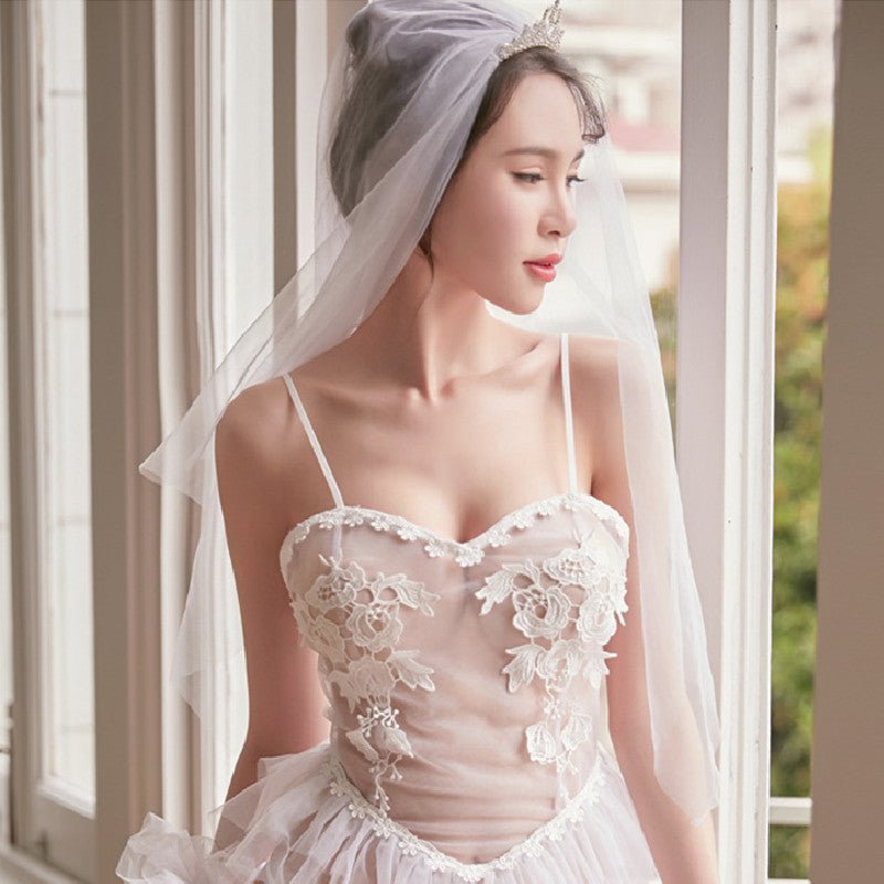 Sheer Mesh Lingerie with Back-Strap Detail - Luzilly Bridal & Apparel