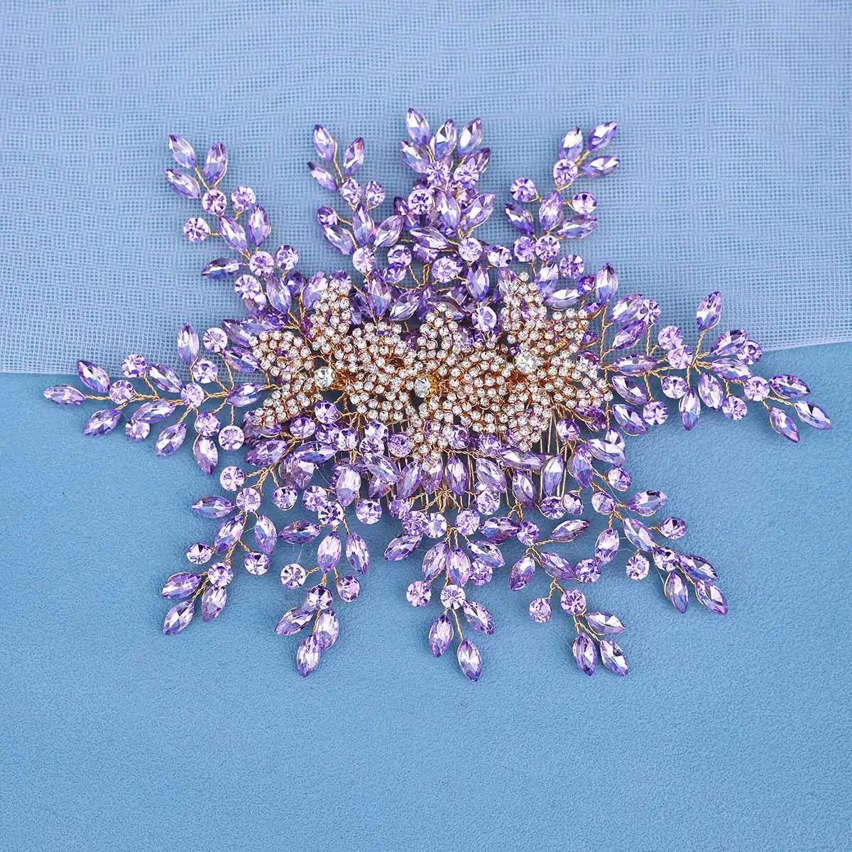 Shiny Rhinestone Bridal Headpiece with Comb - Luzilly Bridal & Apparel