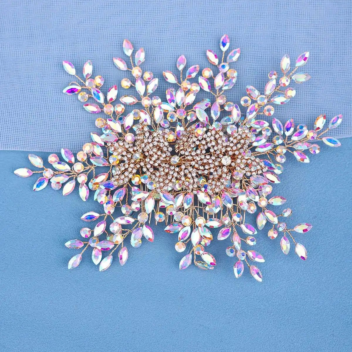 Shiny Rhinestone Bridal Headpiece with Comb - Luzilly Bridal & Apparel