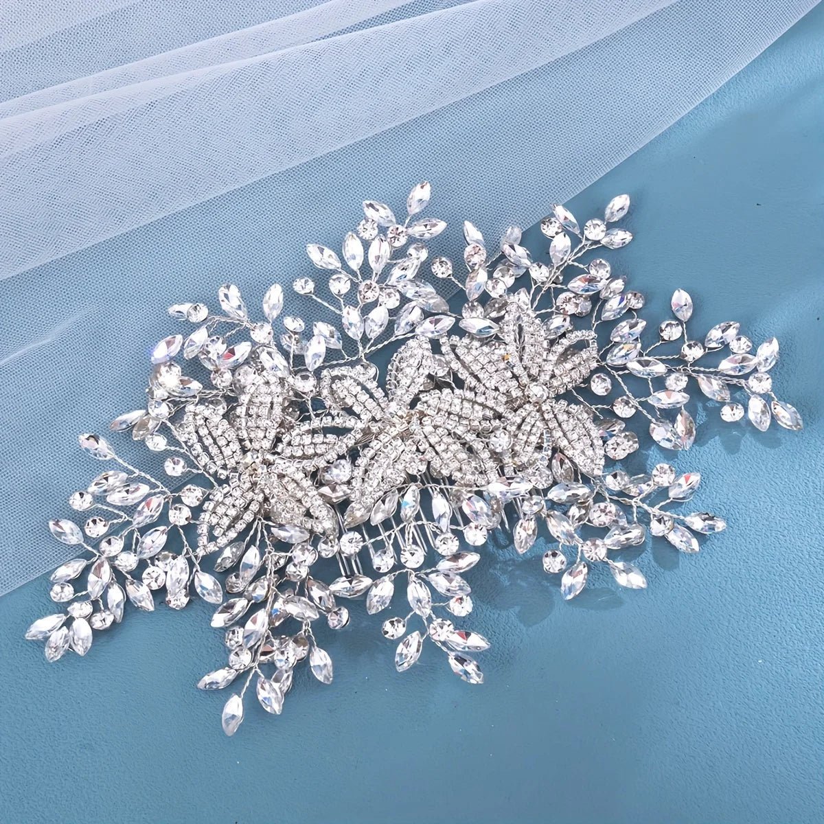 Shiny Rhinestone Bridal Headpiece with Comb - Luzilly Bridal & Apparel