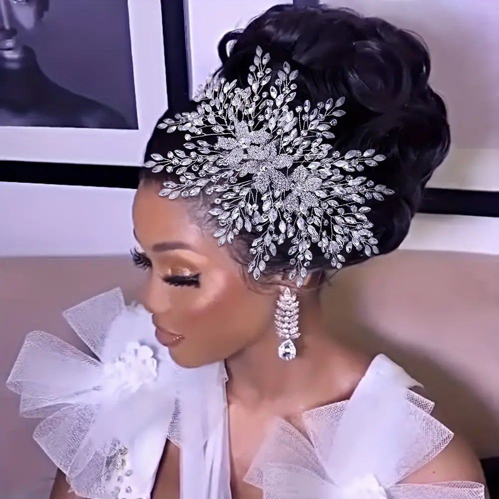 Shiny Rhinestone Bridal Headpiece with Comb - Luzilly Bridal & Apparel