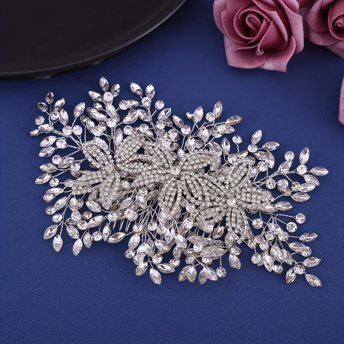 Shiny Rhinestone Bridal Headpiece with Comb - Luzilly Bridal & Apparel