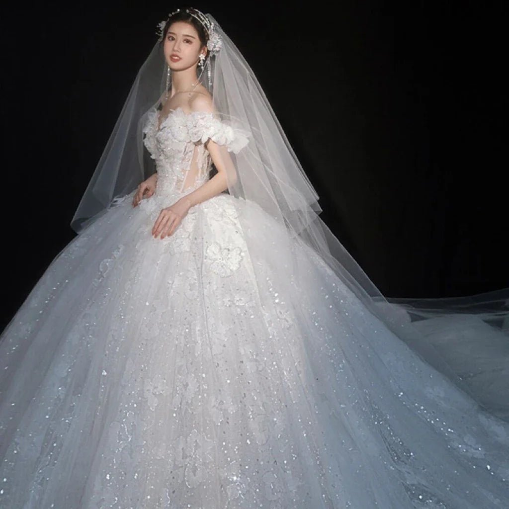 Shiny Wedding Dress Applique Sweetheart EDL106 - Luzilly Bridal & Apparel