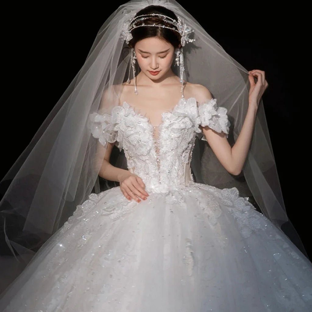 Shiny Wedding Dress Applique Sweetheart EDL106 - Luzilly Bridal & Apparel
