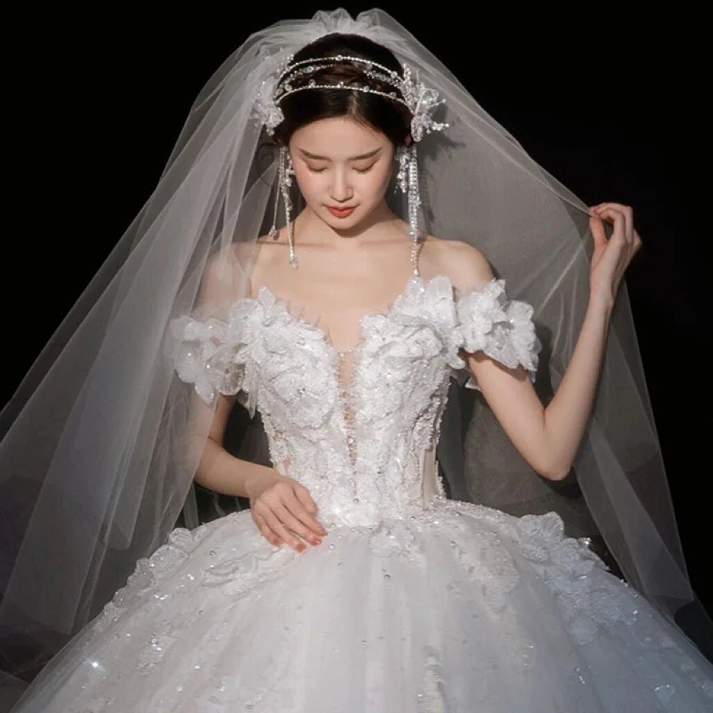 Shiny Wedding Dress Applique Sweetheart EDL106 - Luzilly Bridal & Apparel