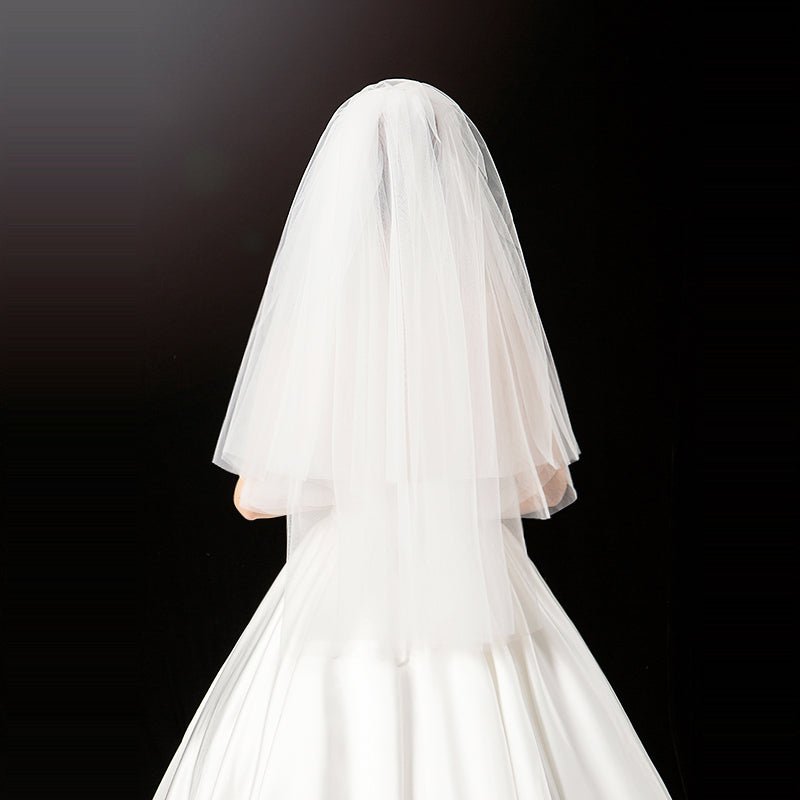 Short Bridal Wedding Veils Two Layer with Metal Combe White Veil for Party Bridal Veil New Arrival - Luzilly Bridal & Apparel
