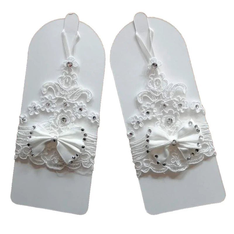 Short Fingerless Beaded Bridal Gloves - Luzilly Bridal & Apparel