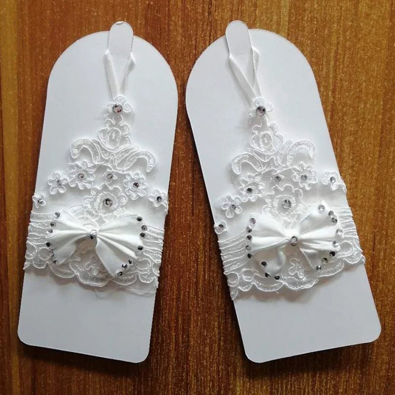 Short Fingerless Beaded Bridal Gloves - Luzilly Bridal & Apparel