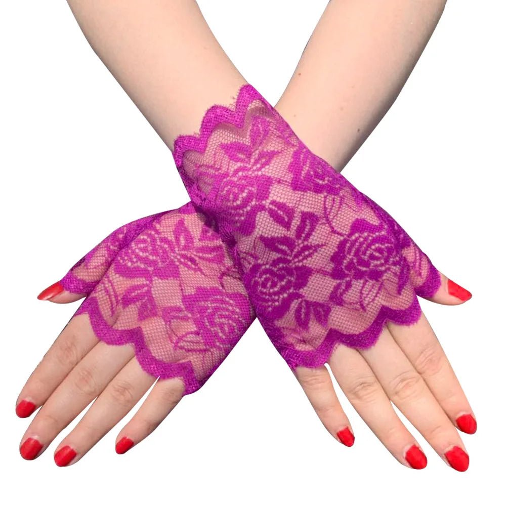 Short Fingerless Crochet Lace Gloves - Luzilly Bridal & Apparel