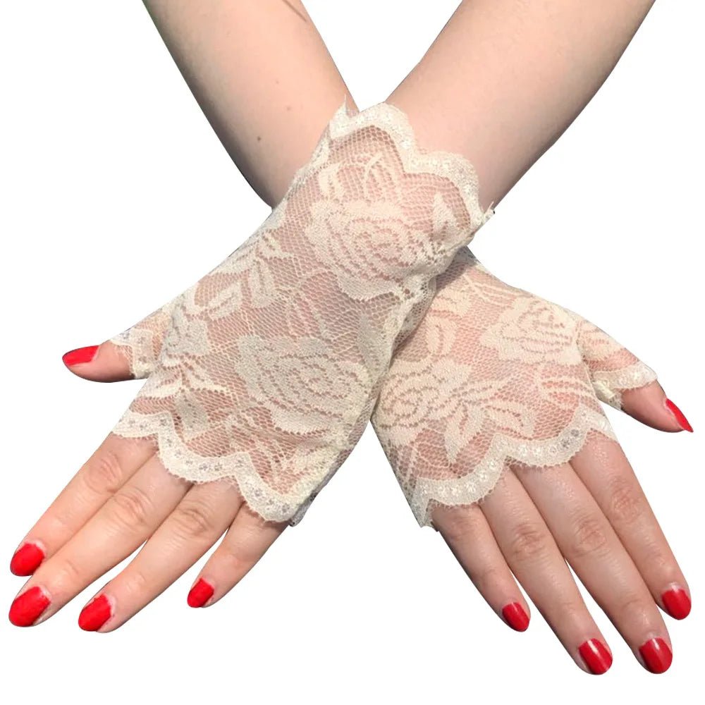Short Fingerless Crochet Lace Gloves - Luzilly Bridal & Apparel