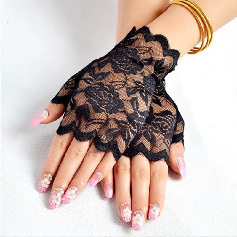 Short Fingerless Lace Gloves - Luzilly Bridal & Apparel