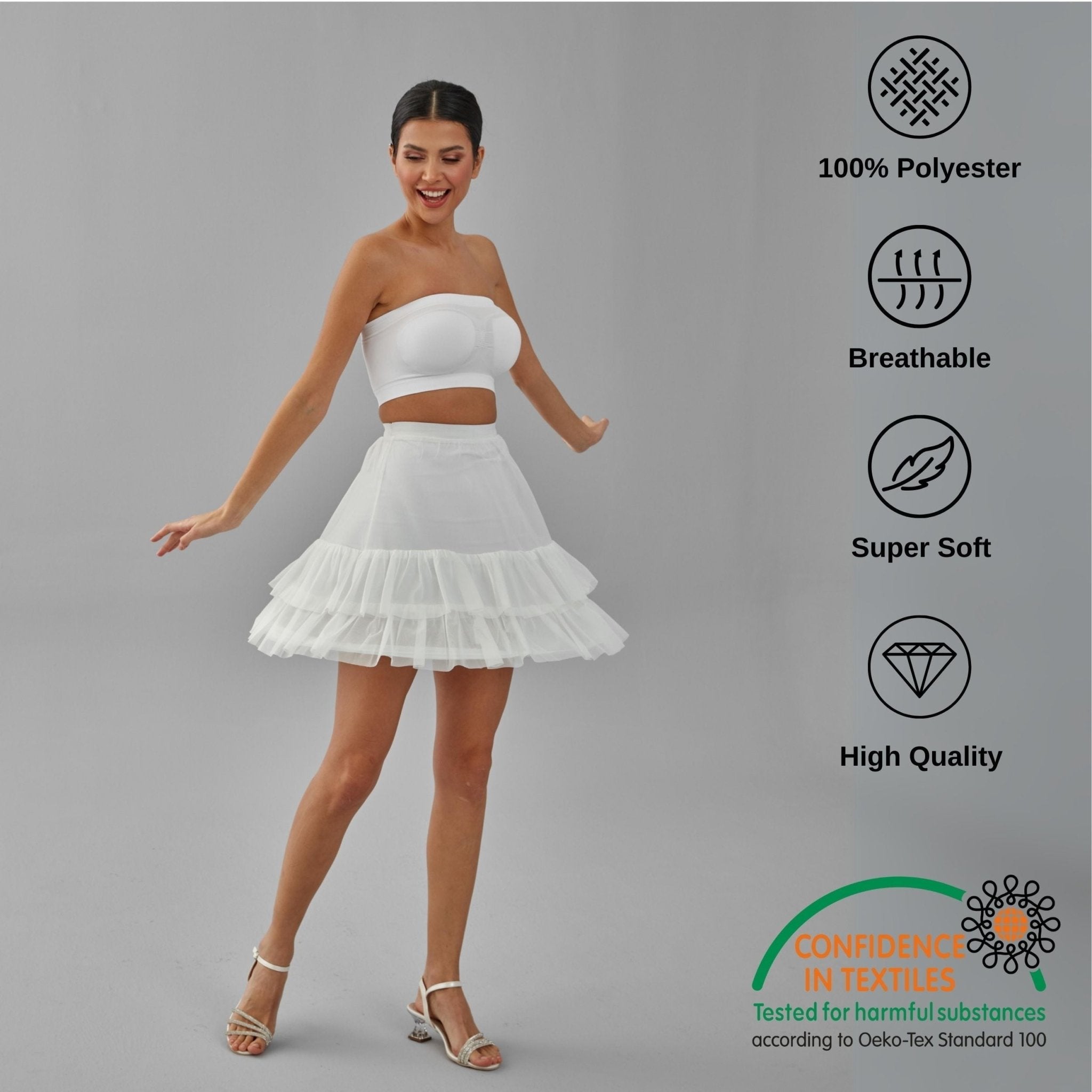 Short Hoop Skirt, Wedding Dress Underskirt, White Petticoat - Luzilly Bridal & Apparel