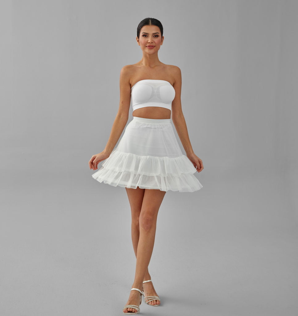 Short Hoop Skirt, Wedding Dress Underskirt, White Petticoat - Luzilly Bridal & Apparel