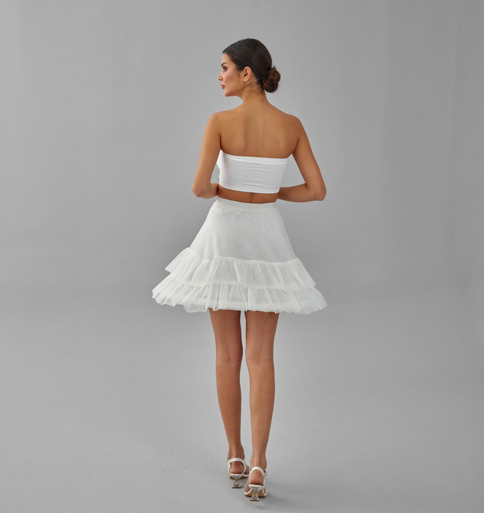 Short Hoop Skirt, Wedding Dress Underskirt, White Petticoat - Luzilly Bridal & Apparel