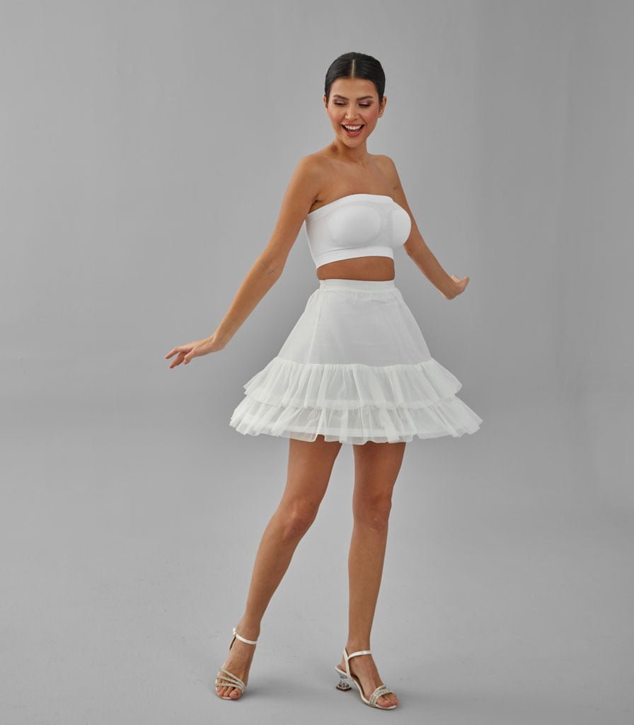 Short Hoop Skirt, Wedding Dress Underskirt, White Petticoat - Luzilly Bridal & Apparel