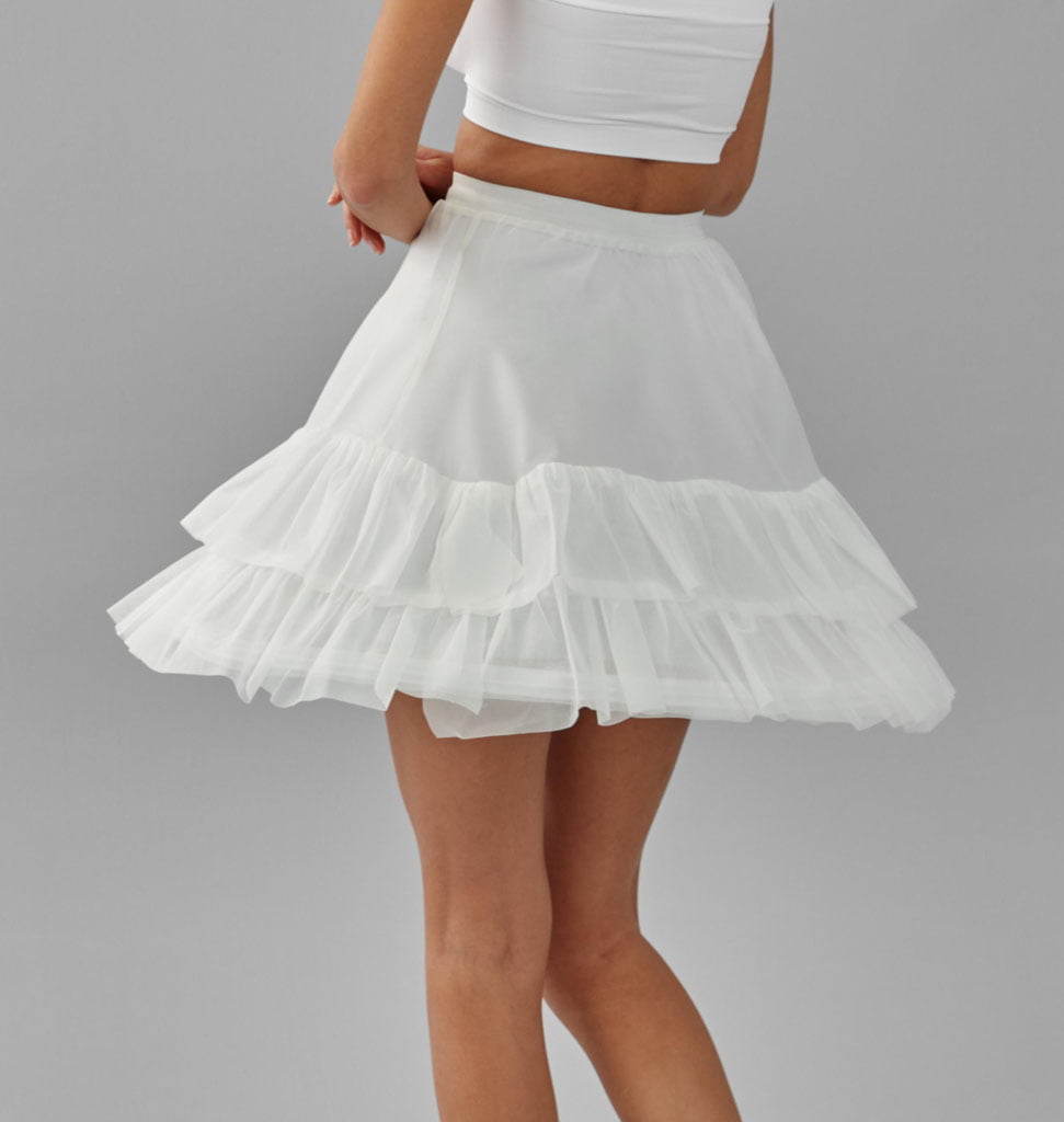 Short Hoop Skirt, Wedding Dress Underskirt, White Petticoat - Luzilly Bridal & Apparel