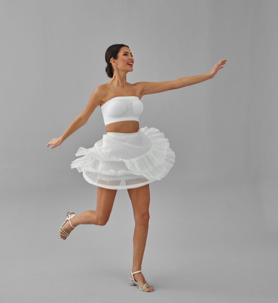 Short Hoop Skirt, Wedding Dress Underskirt, White Petticoat - Luzilly Bridal & Apparel