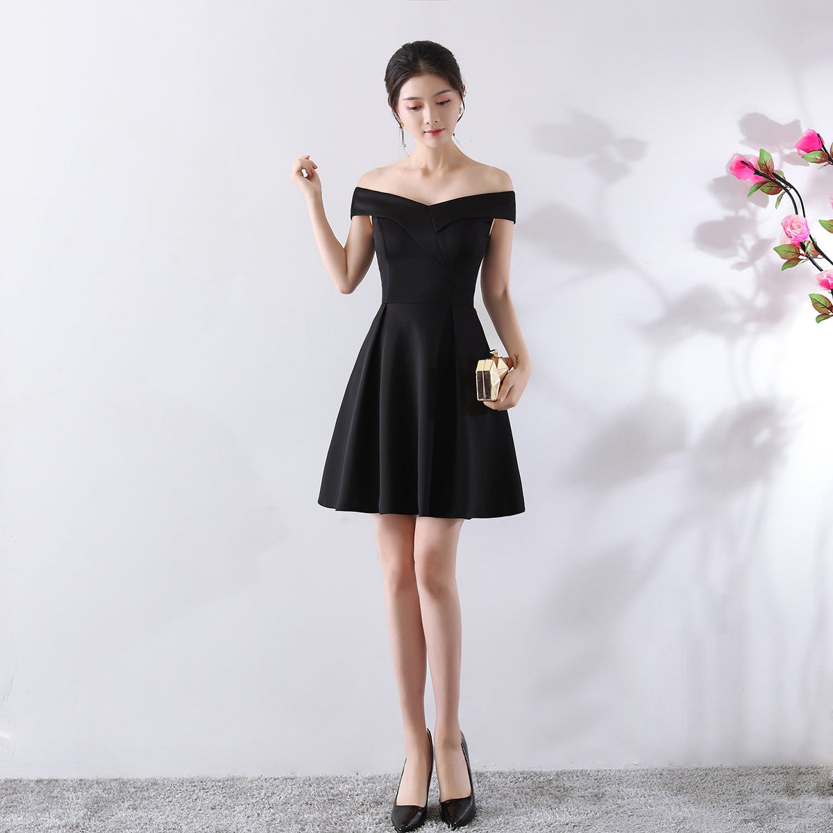 Short Off-Shoulder Wedding Toast Dress - Luzilly Bridal & Apparel