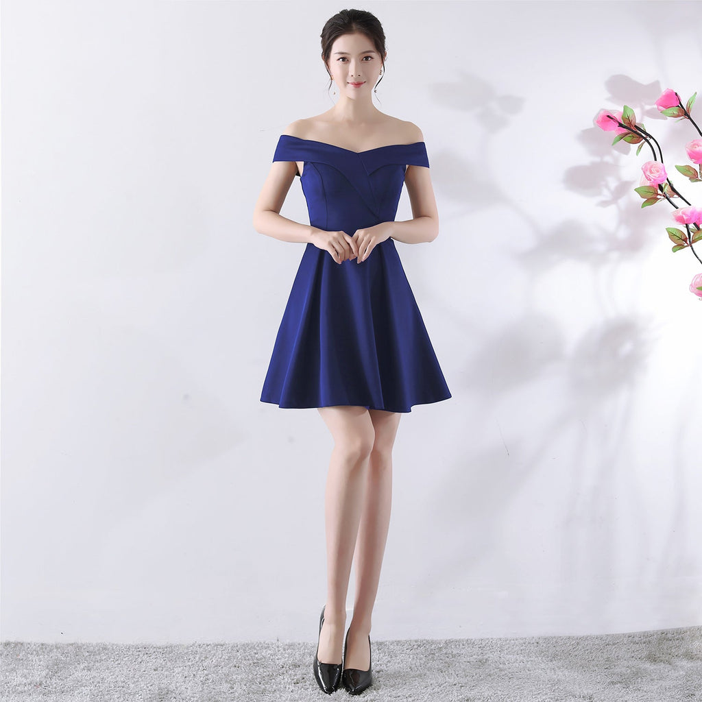 Short Off-Shoulder Wedding Toast Dress - Luzilly Bridal & Apparel