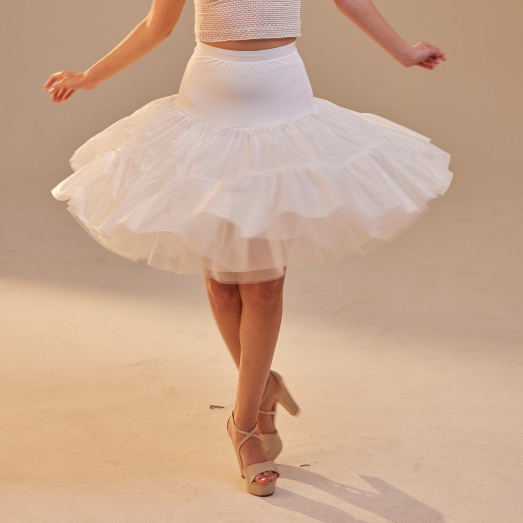 Short Petticoat Skirt with Corsage , Fluffy Layered Petticoat for Wedding, Party & Everyday Wear - Luzilly Bridal & Apparel
