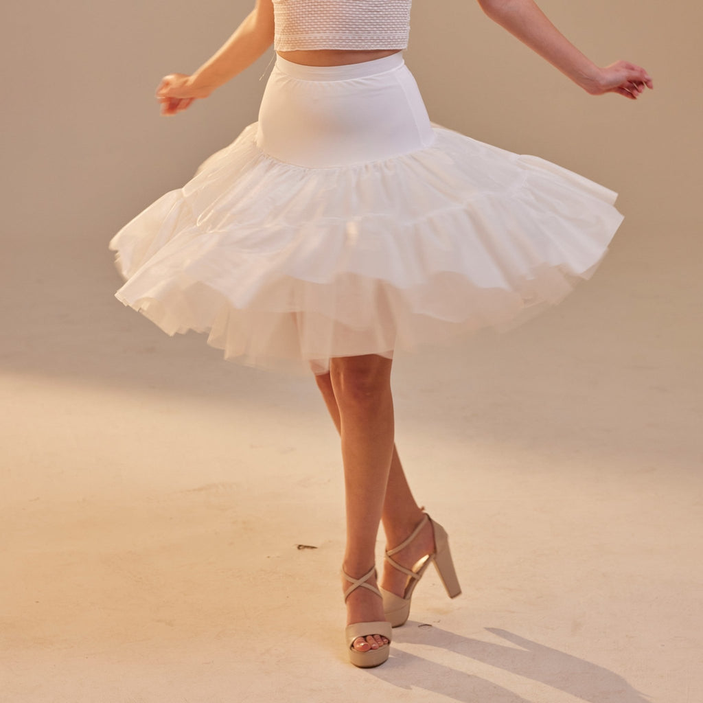 Short Petticoat Skirt with Corsage , Fluffy Layered Petticoat for Wedding, Party & Everyday Wear - Luzilly Bridal & Apparel