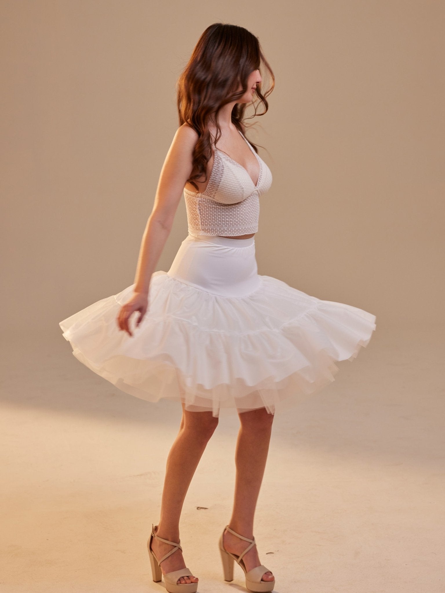 Short Petticoat Skirt with Corsage , Fluffy Layered Petticoat for Wedding, Party & Everyday Wear - Luzilly Bridal & Apparel