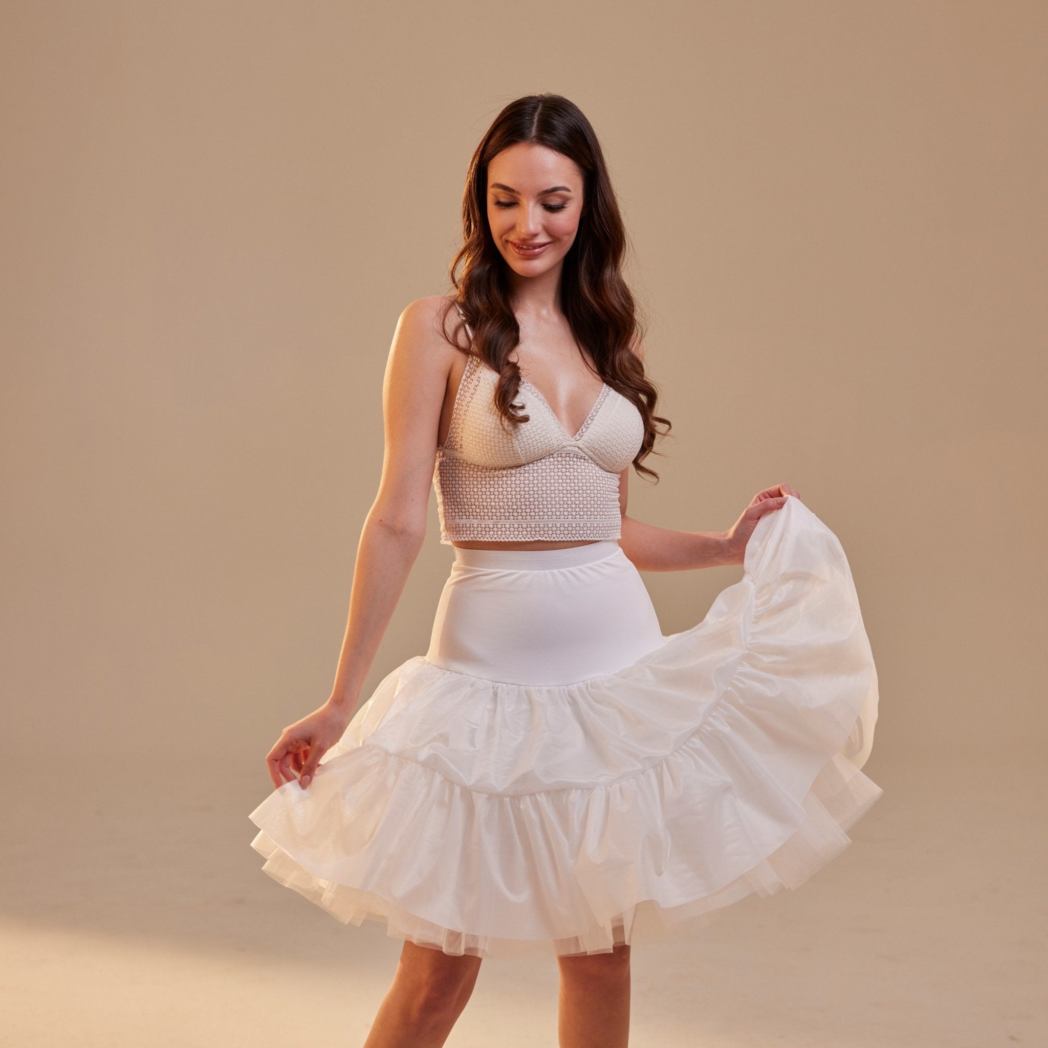 Short Petticoat Skirt with Corsage , Fluffy Layered Petticoat for Wedding, Party & Everyday Wear - Luzilly Bridal & Apparel