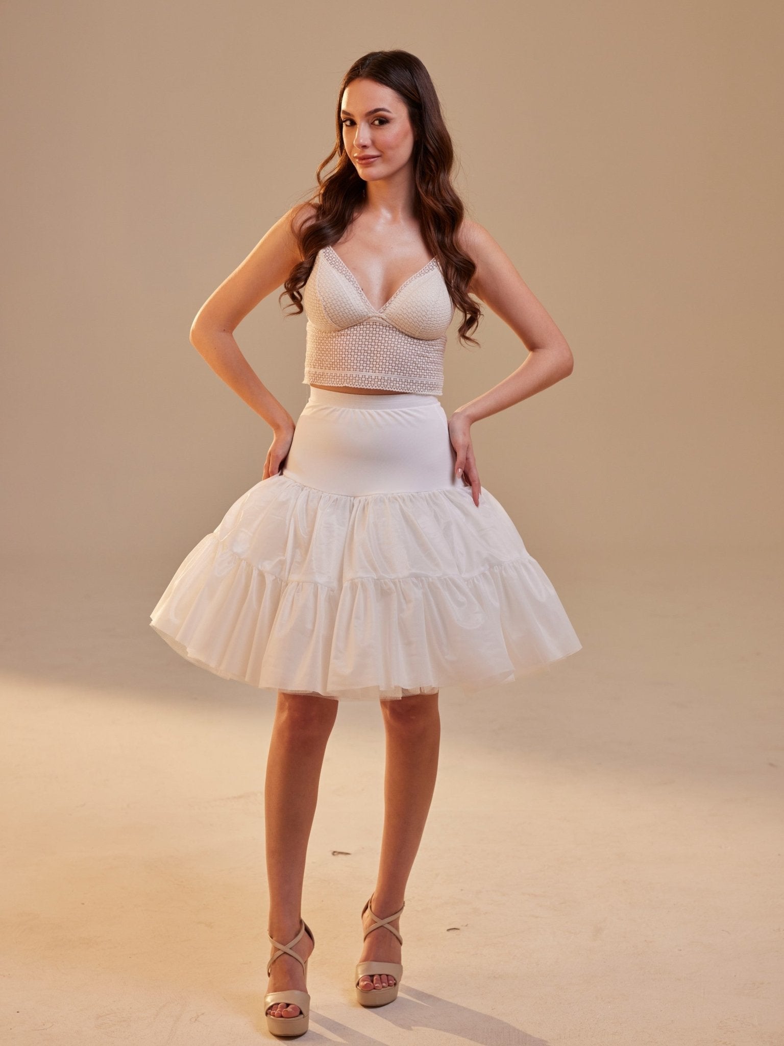 Short Petticoat Skirt with Corsage , Fluffy Layered Petticoat for Wedding, Party & Everyday Wear - Luzilly Bridal & Apparel